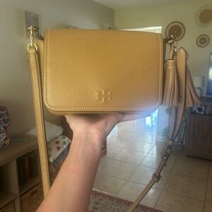 Tory Burch Tan Crossbody Bag with Tassel Detail